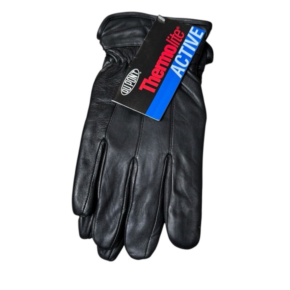 NWT DuPont Thermolite Active Black Leather Gloves Men's Black Lined - Size XL - Picture 1 of 6